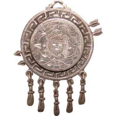 Fabulous MEXICAN STERLING Ornate Arrow Shield Des… - image 1