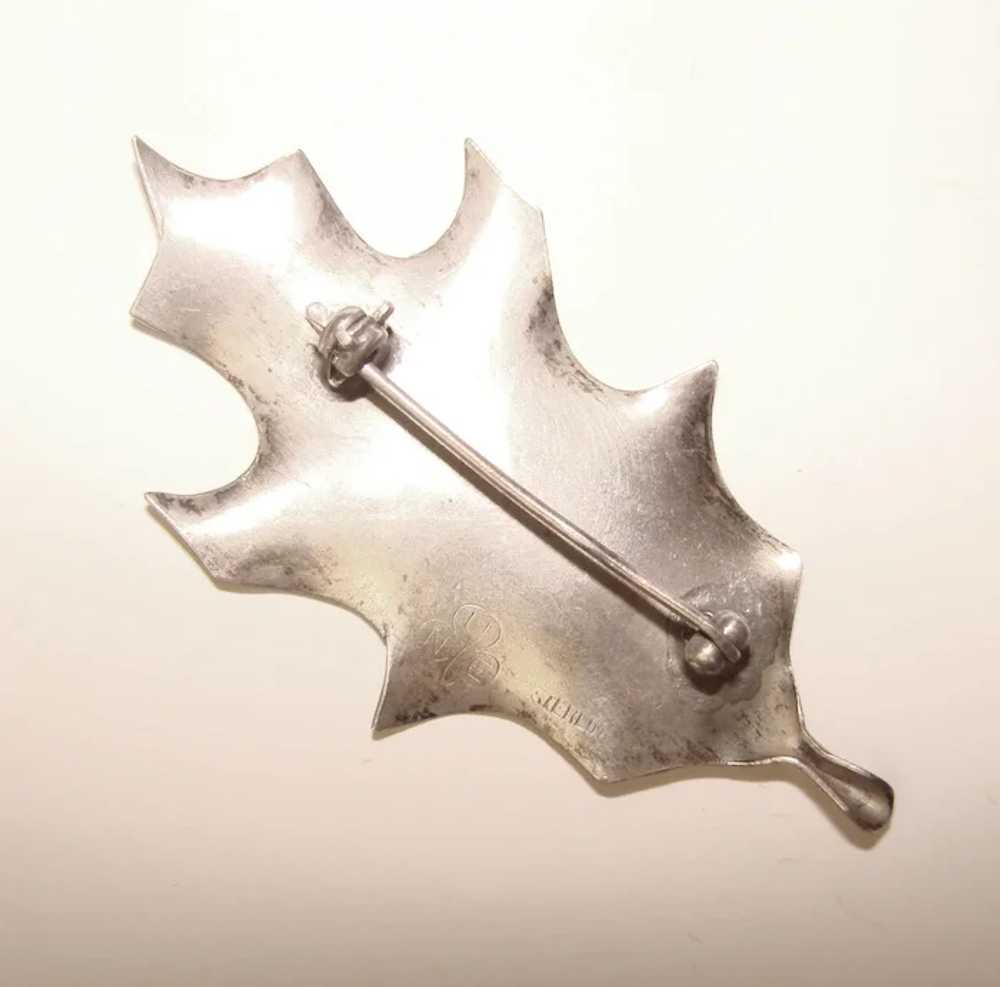 Fabulous NYE Signed STERLING Oak Leaf Shaped Broo… - image 2