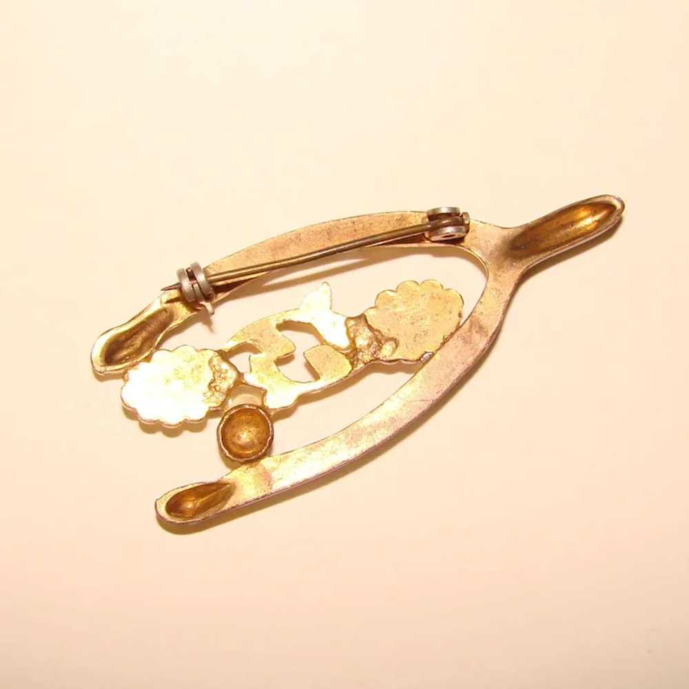 Gorgeous WISHBONE Vintage Rhinestone Brooch - image 2