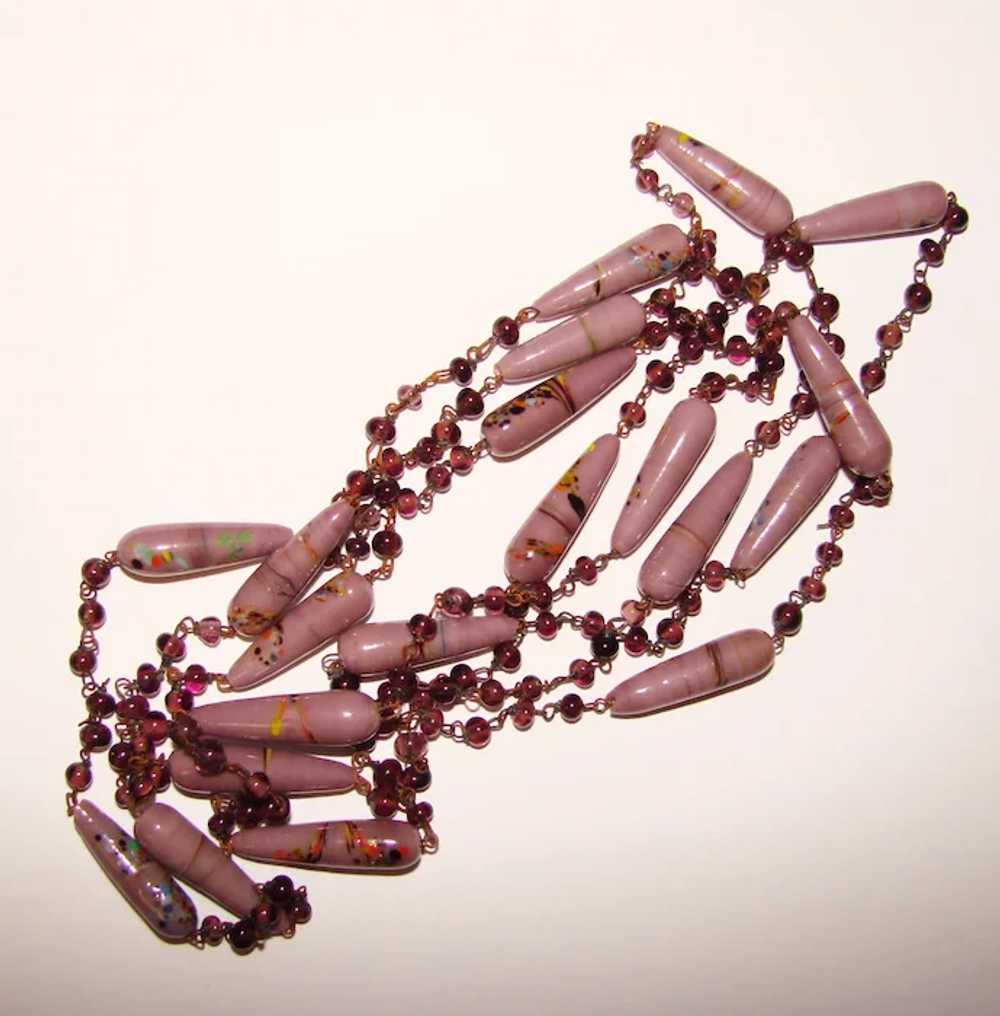 Fabulous PURPLE Colored Glass Beads Chain Wired V… - image 2