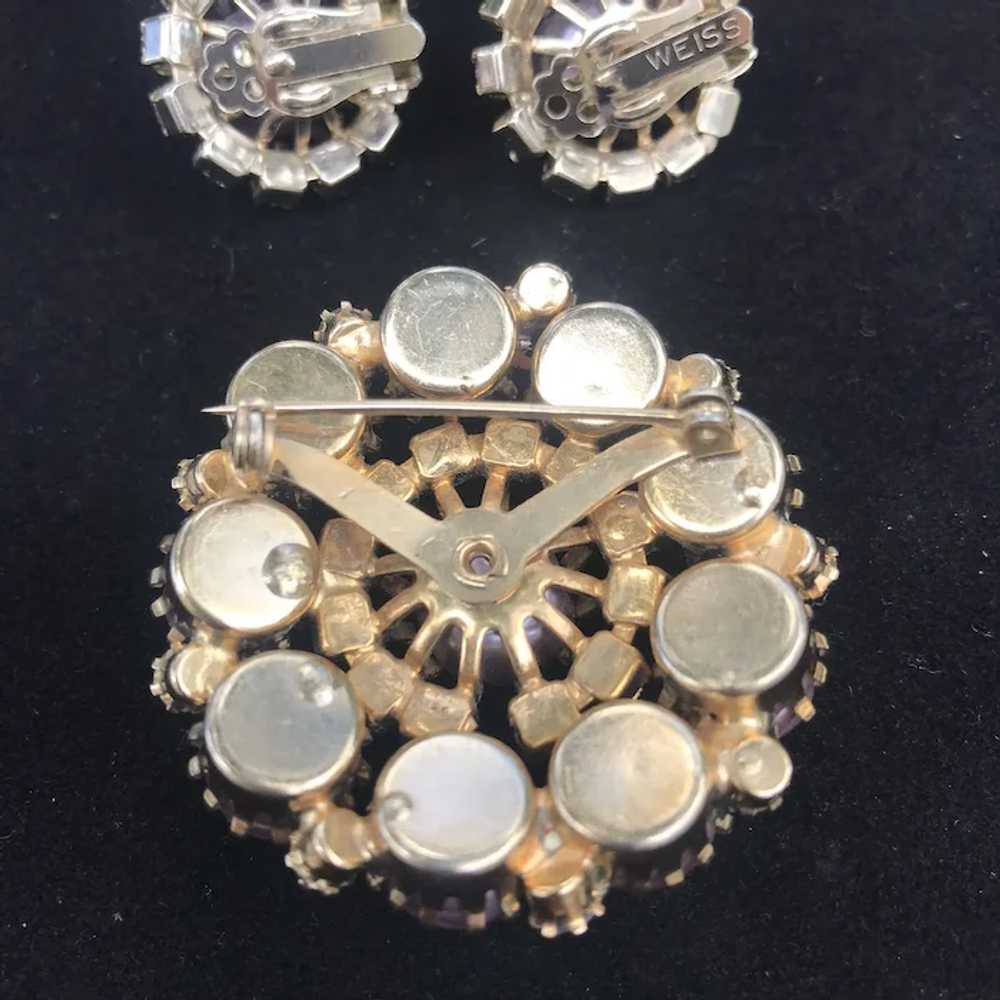Vintage Weiss “Lavender” Brooch & Matching Earrin… - image 12