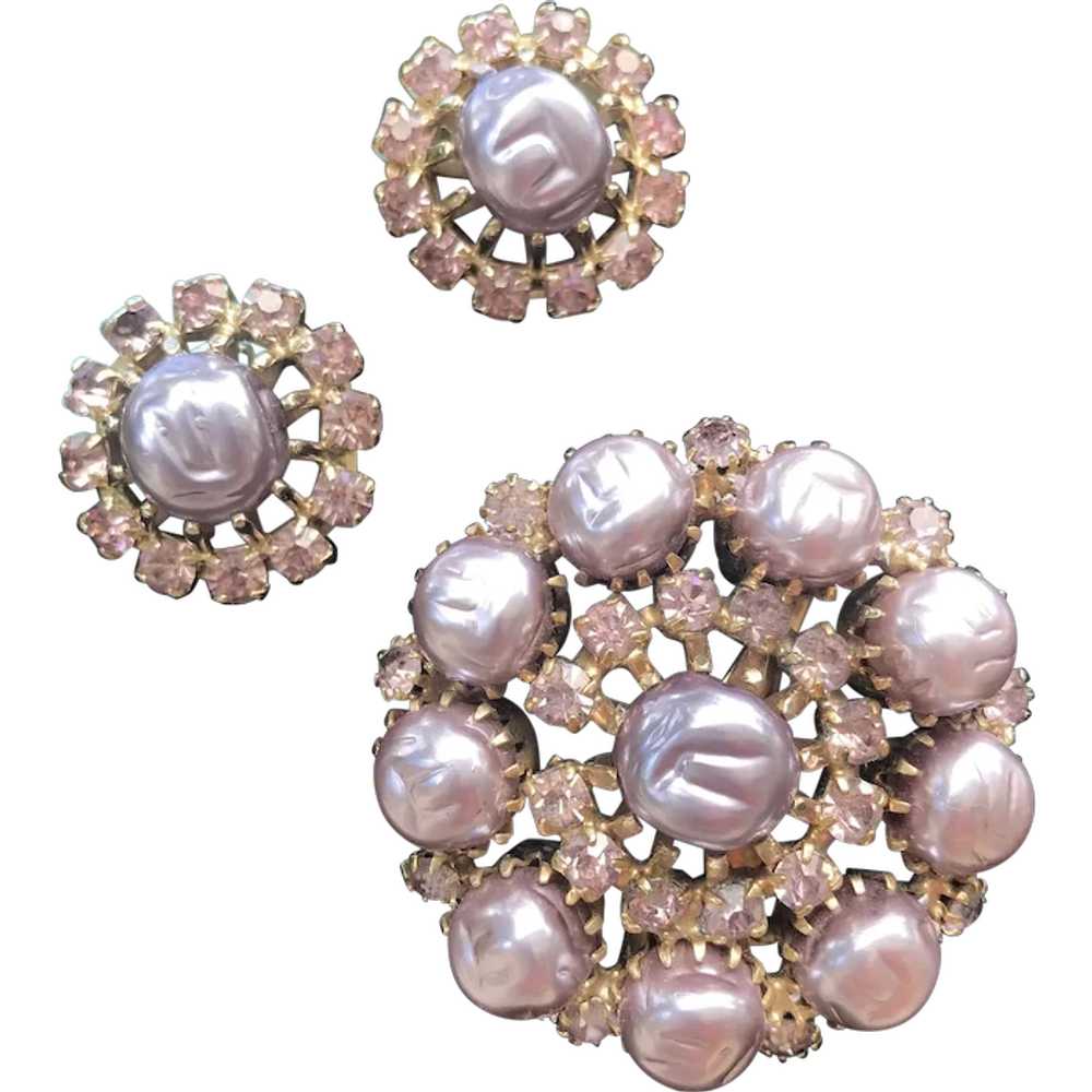 Vintage Weiss “Lavender” Brooch & Matching Earrin… - image 1