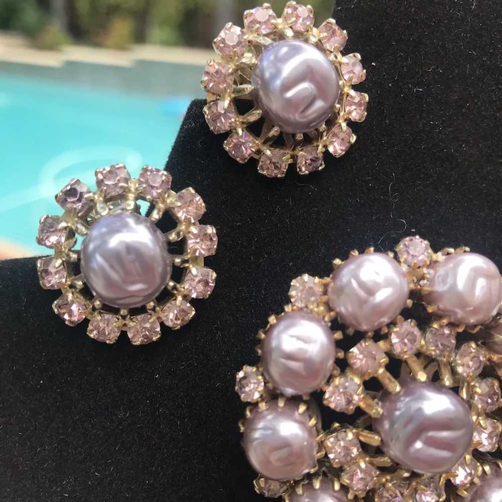 Vintage Weiss “Lavender” Brooch & Matching Earrin… - image 2
