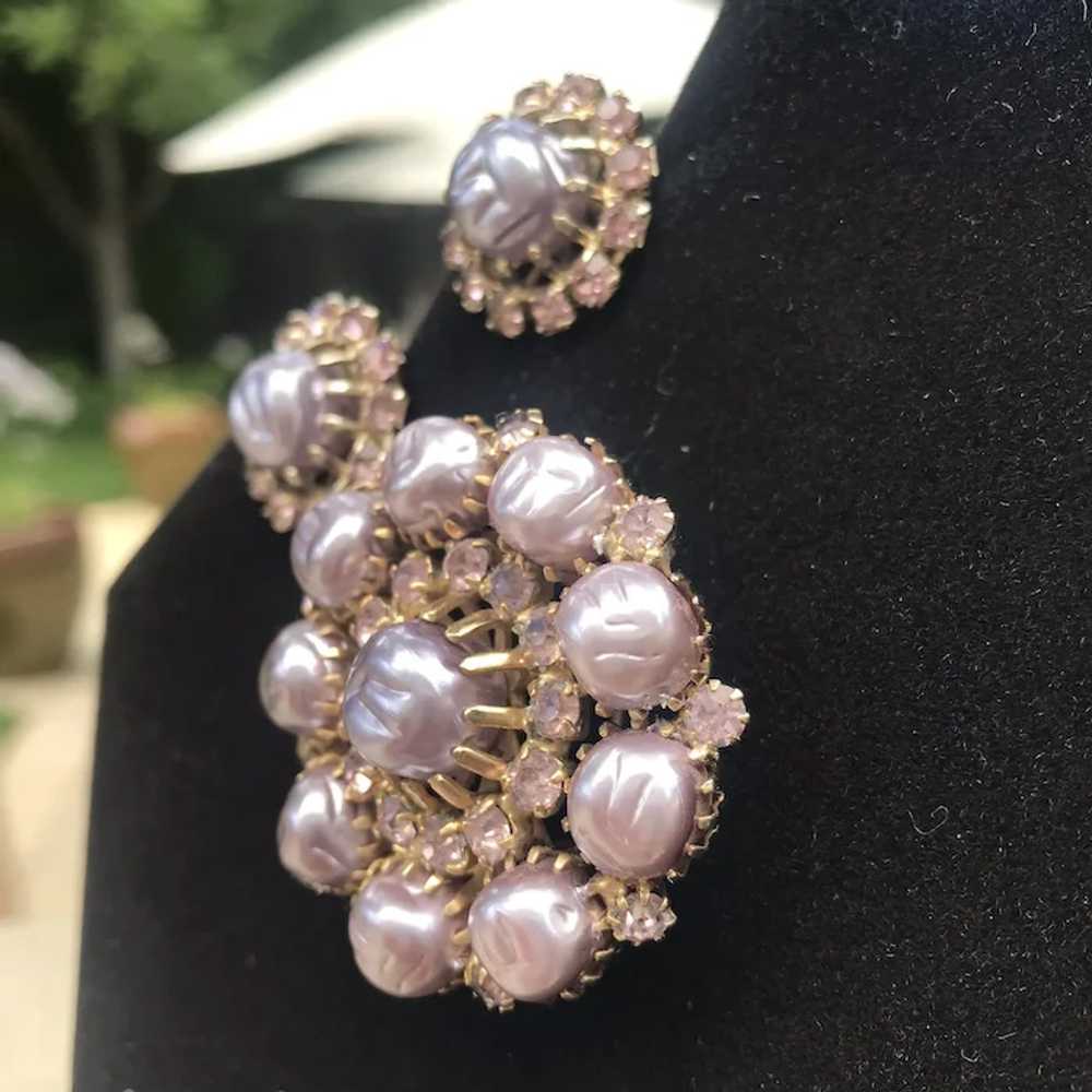 Vintage Weiss “Lavender” Brooch & Matching Earrin… - image 5