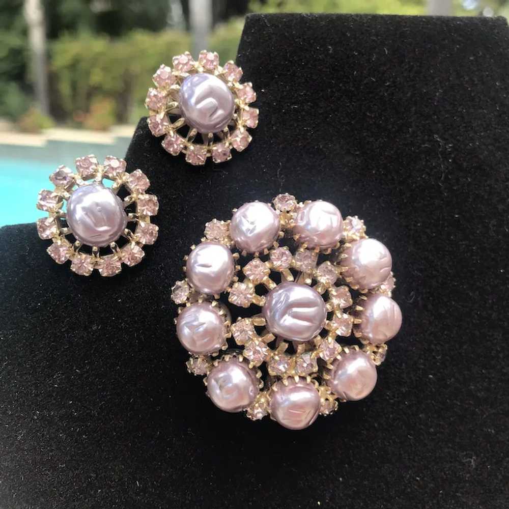 Vintage Weiss “Lavender” Brooch & Matching Earrin… - image 9