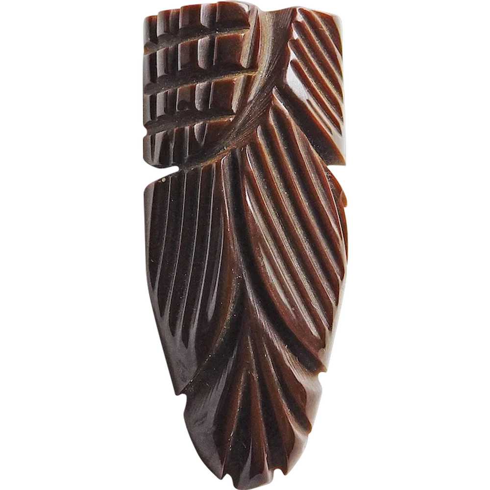 Gorgeous CARVED BAKELITE Chocolate Brown Vintage … - image 1