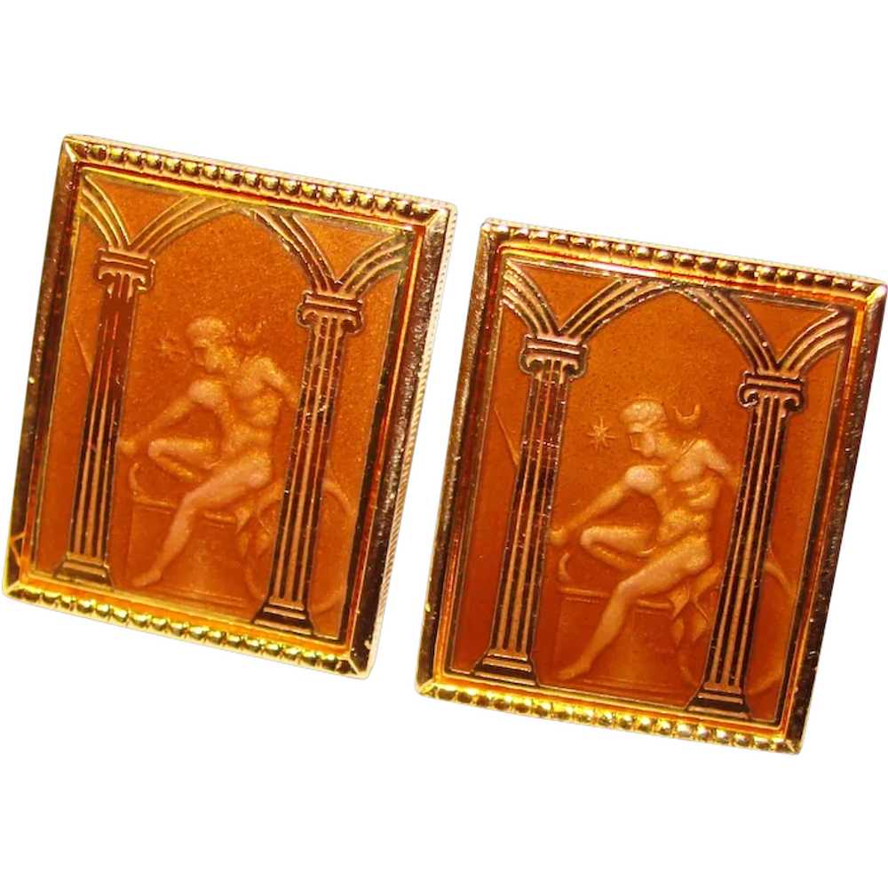 Awesome NEO-CLASSICAL Enamel Design Vintage Cuffl… - image 1