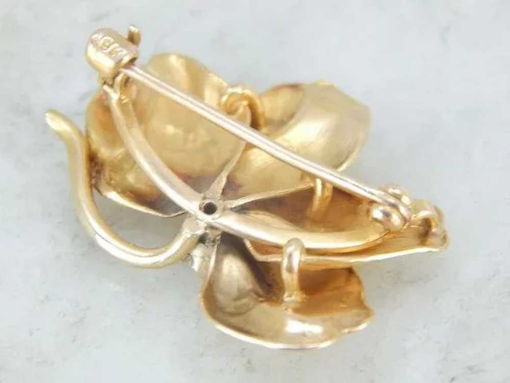 Lucky Four Leaf Clover Brooch with Diamond Detail - image 4