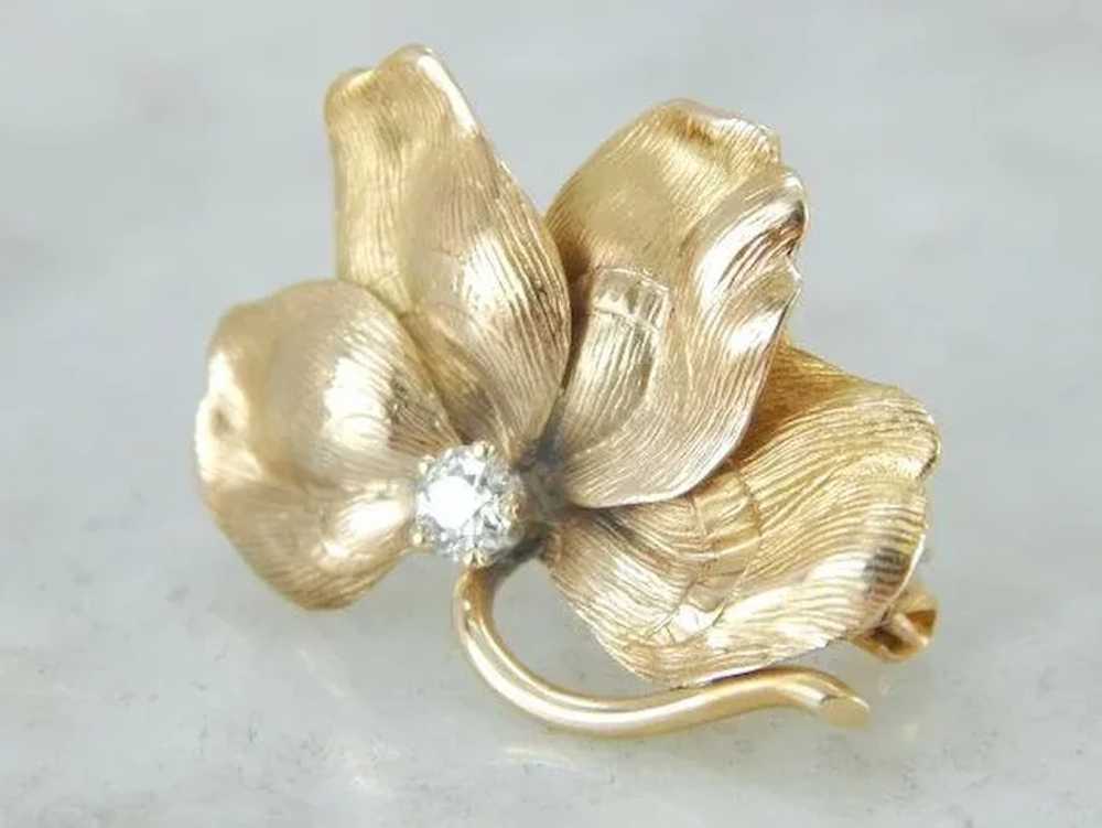 Lucky Four Leaf Clover Brooch with Diamond Detail - image 5