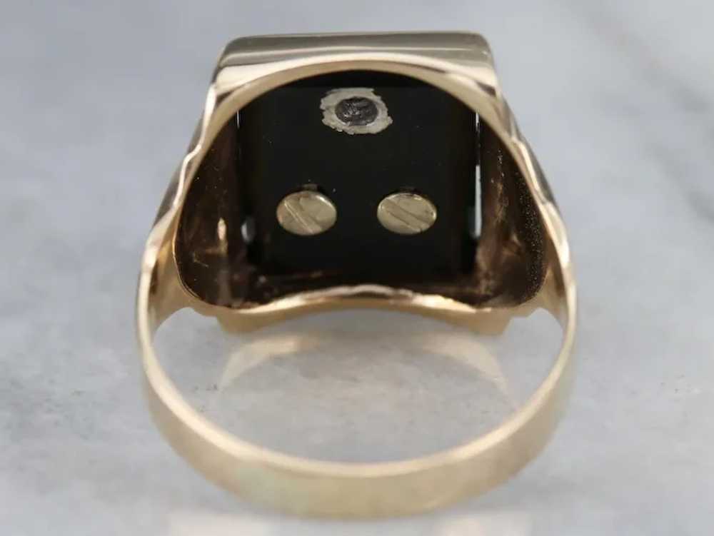 Men's "GH" Monogrammed Diamond and Onyx Ring - image 4