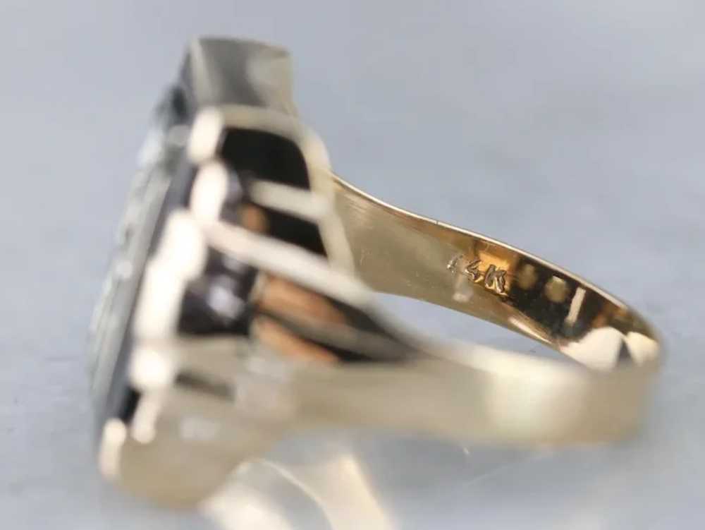 Men's "GH" Monogrammed Diamond and Onyx Ring - image 5