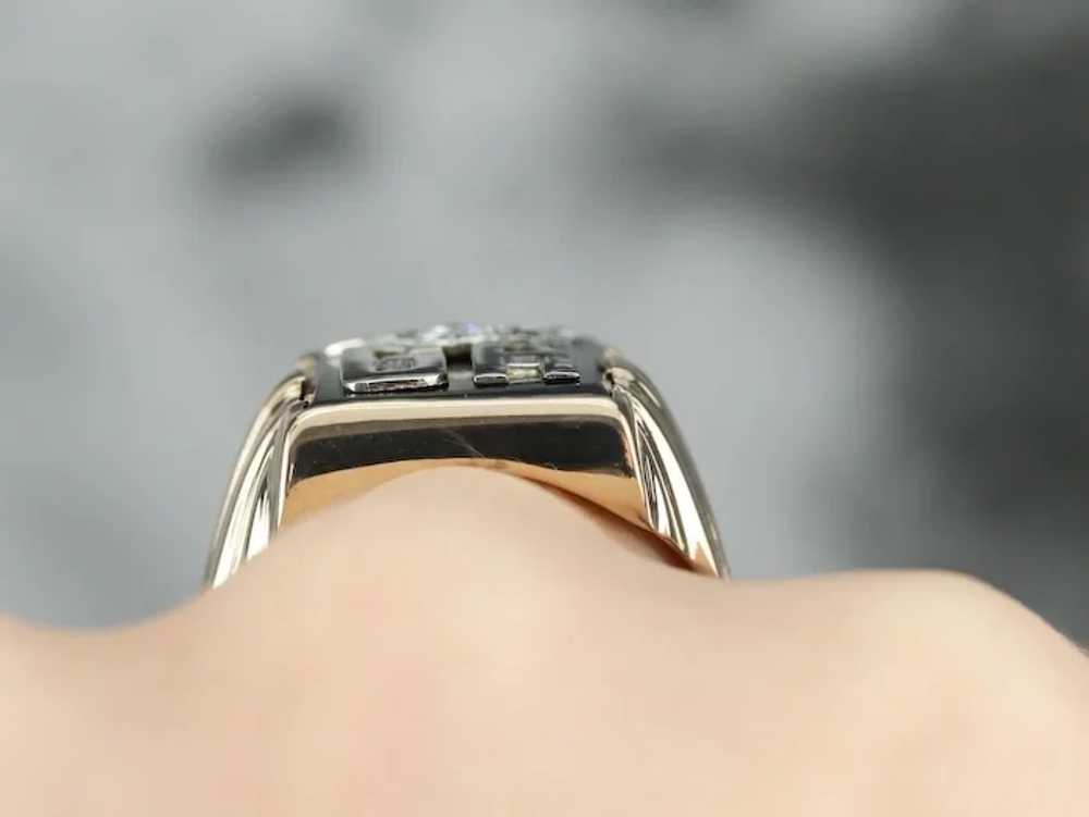 Men's "GH" Monogrammed Diamond and Onyx Ring - image 7