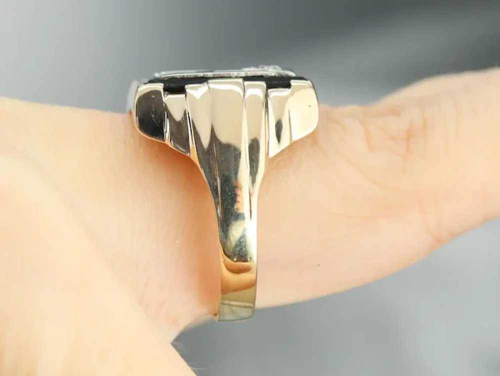 Men's "GH" Monogrammed Diamond and Onyx Ring - image 9