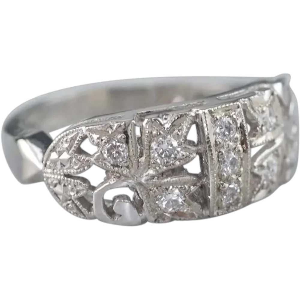 Retro Era Botanical Diamond Ring - image 1