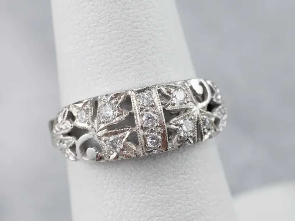Retro Era Botanical Diamond Ring - image 9