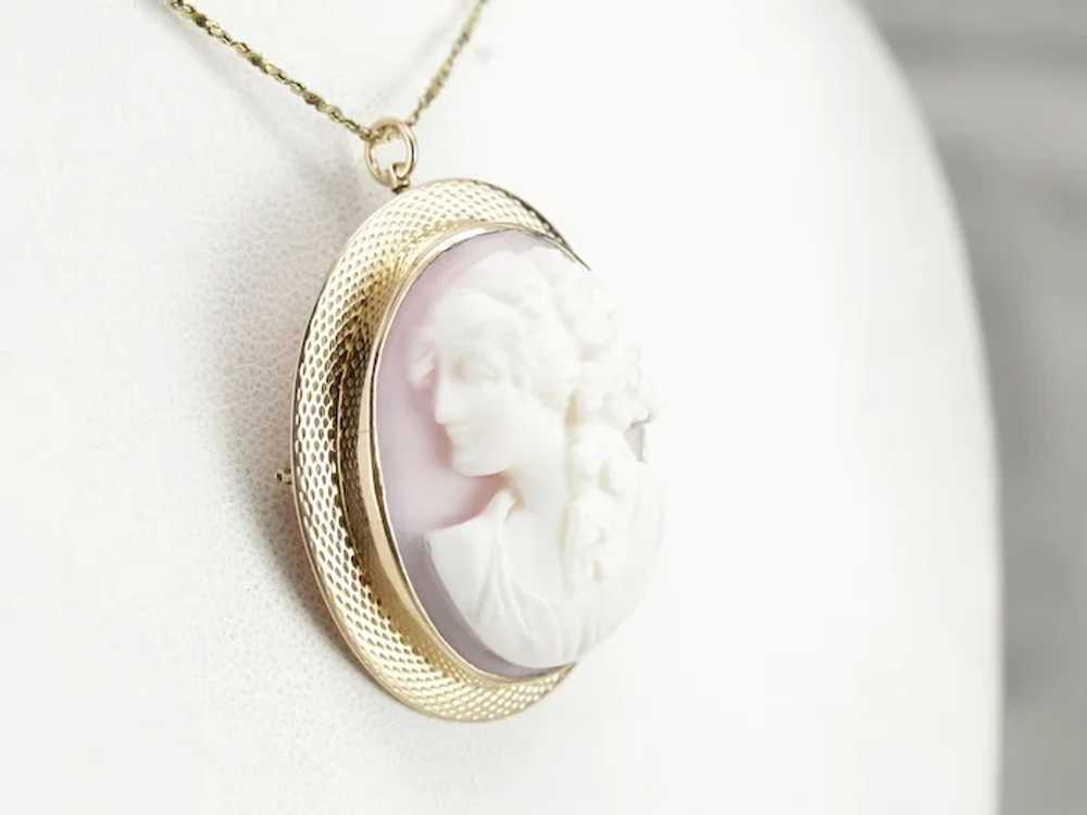 Vintage Pink Shell Cameo Pendant or Brooch - image 5