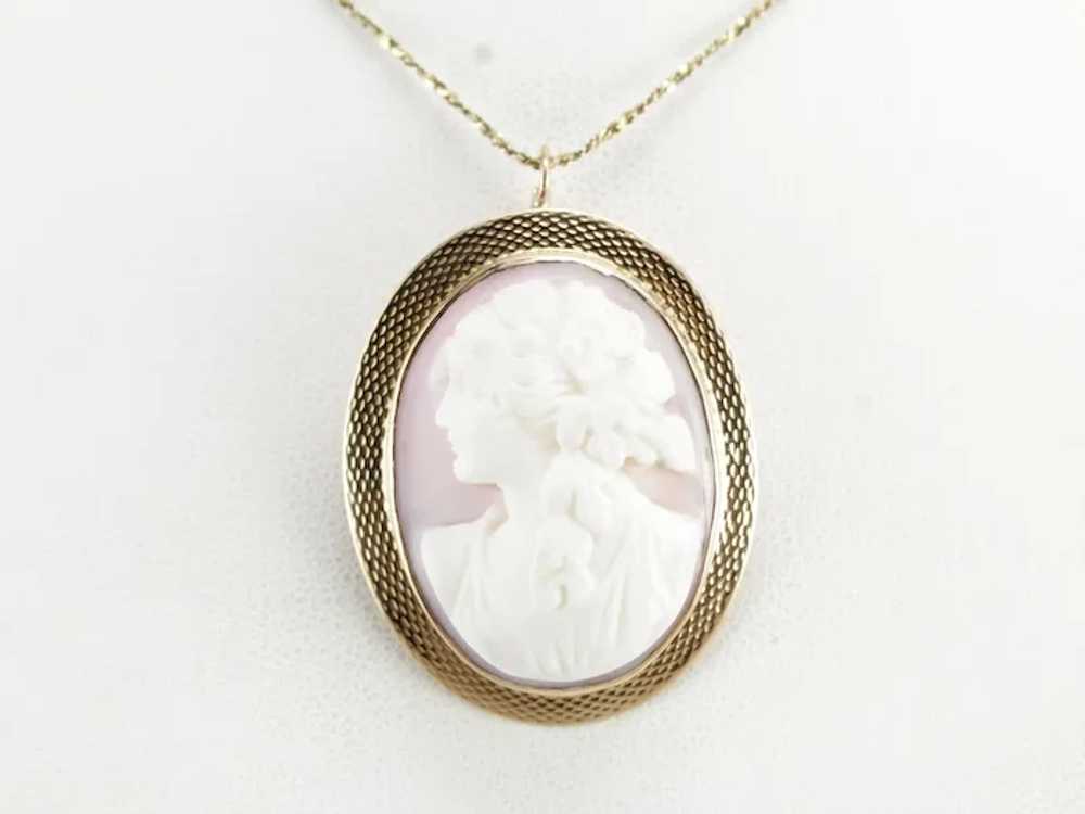 Vintage Pink Shell Cameo Pendant or Brooch - image 6