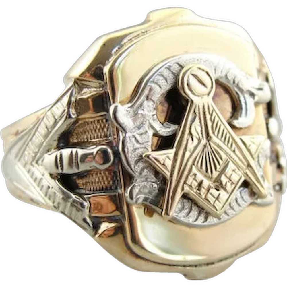Ornate Vintage Masonic Symbol Ring - image 1