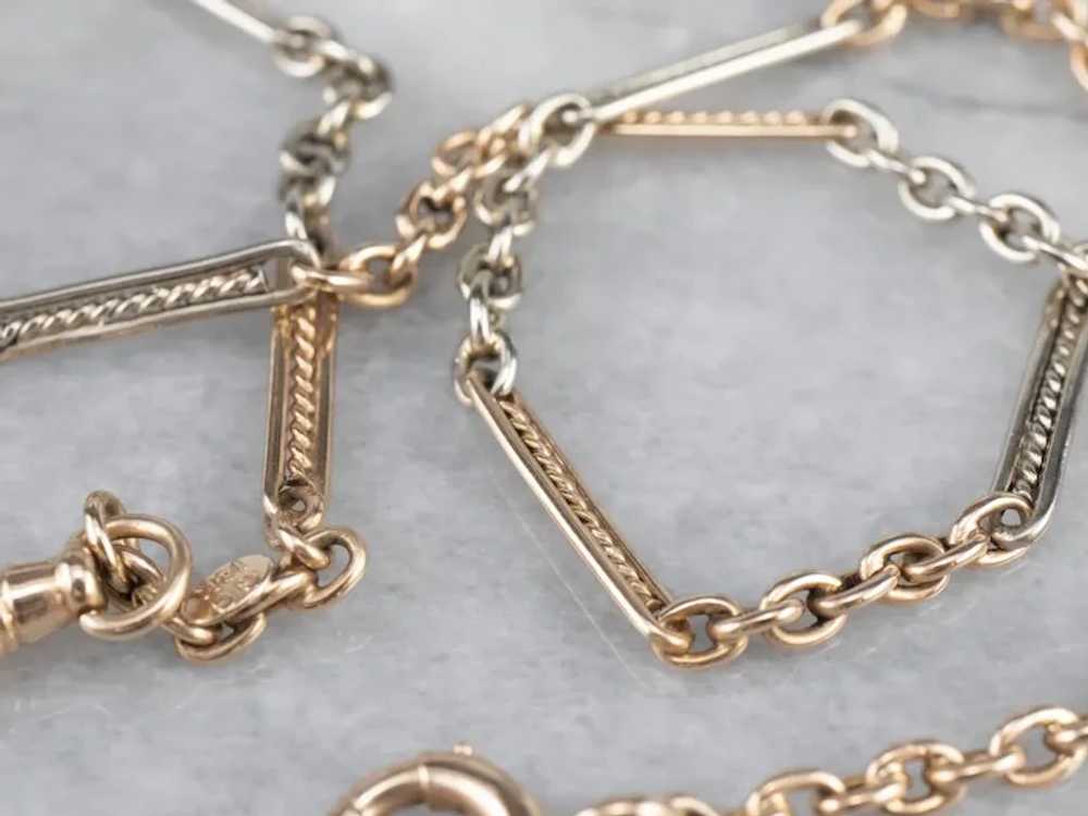 Retro Two Tone Bar Link Watch Chain - image 3