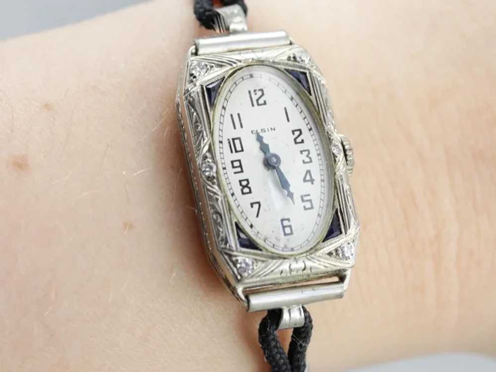 Art Deco Diamond Elgin Wrist Watch - image 5