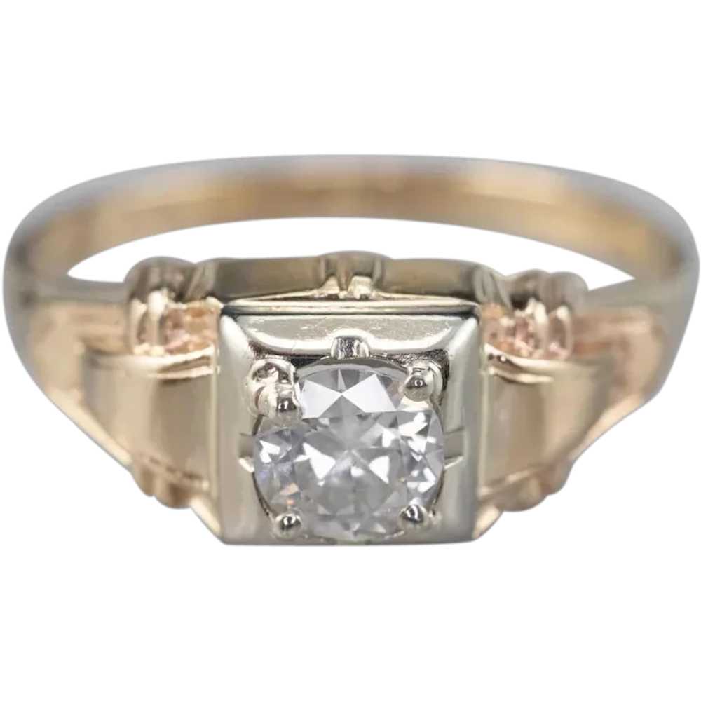 Retro Illusion Head Diamond Solitaire Ring - image 1