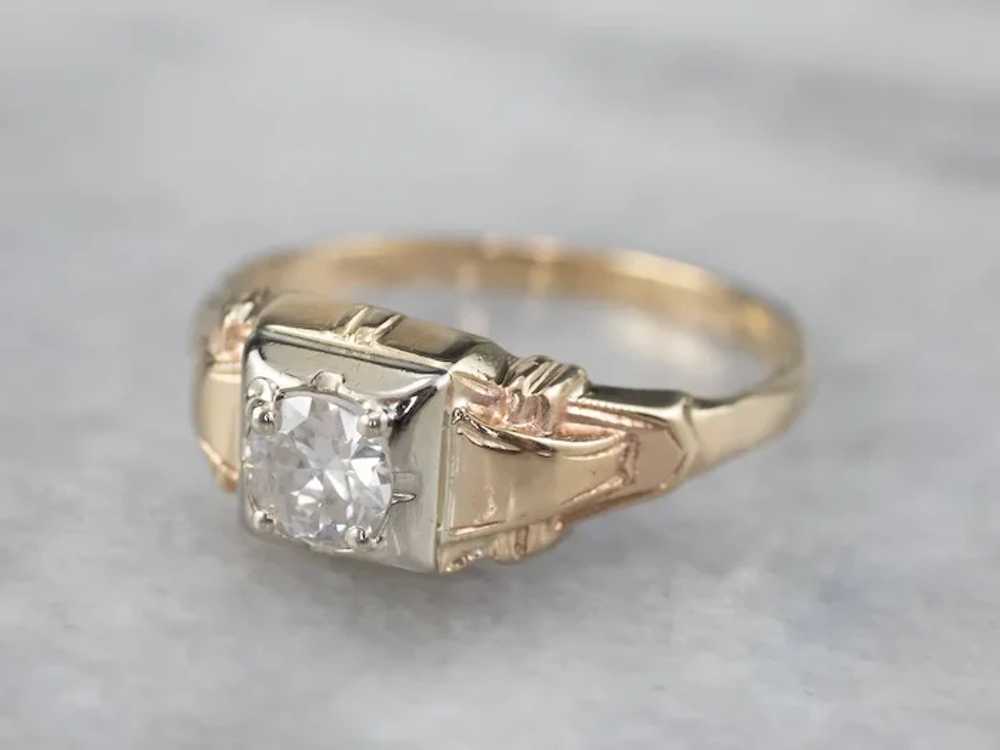 Retro Illusion Head Diamond Solitaire Ring - image 3