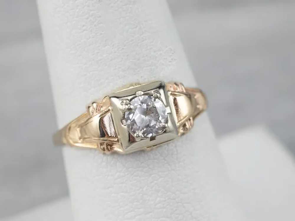 Retro Illusion Head Diamond Solitaire Ring - image 9