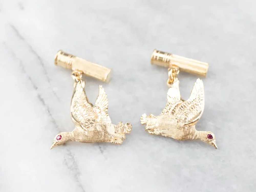 Vintage Ruby Duck Cufflinks - image 2