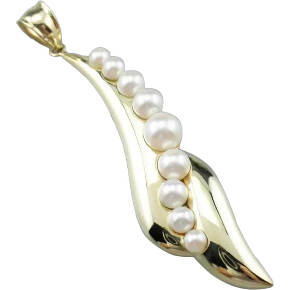 Modernist Cultured Pearl Drop Pendant - image 1