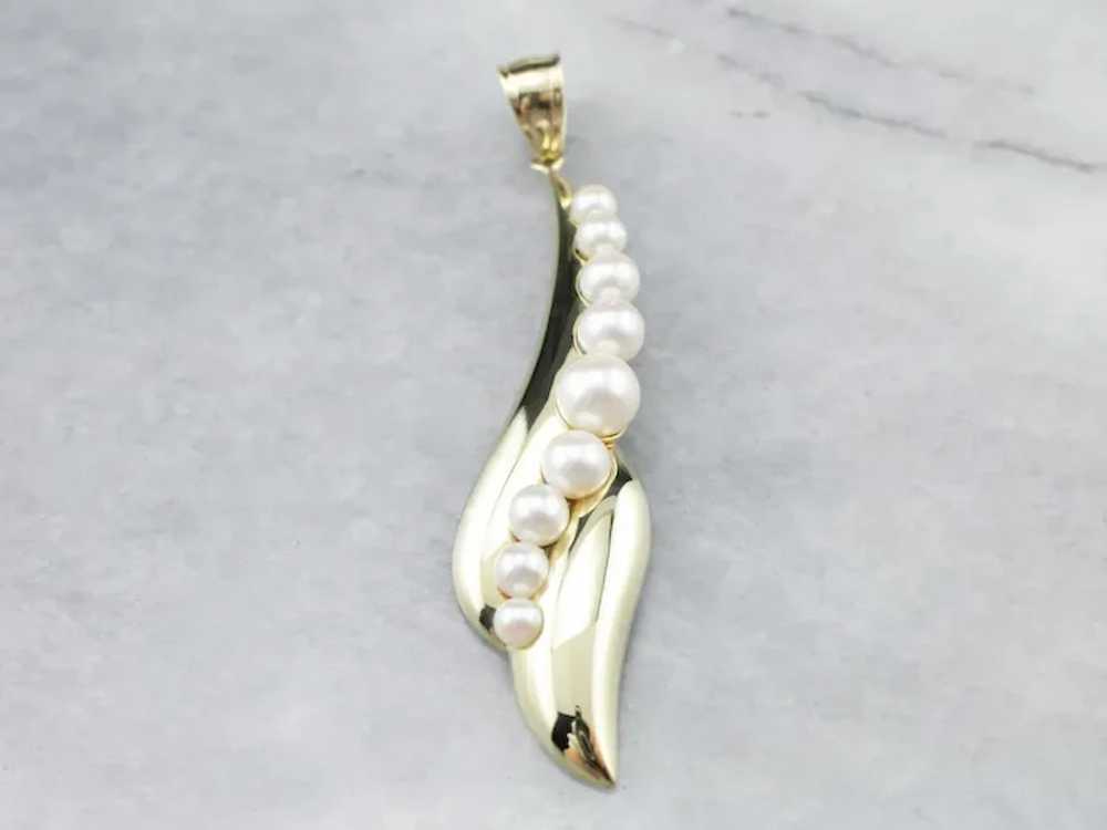 Modernist Cultured Pearl Drop Pendant - image 2