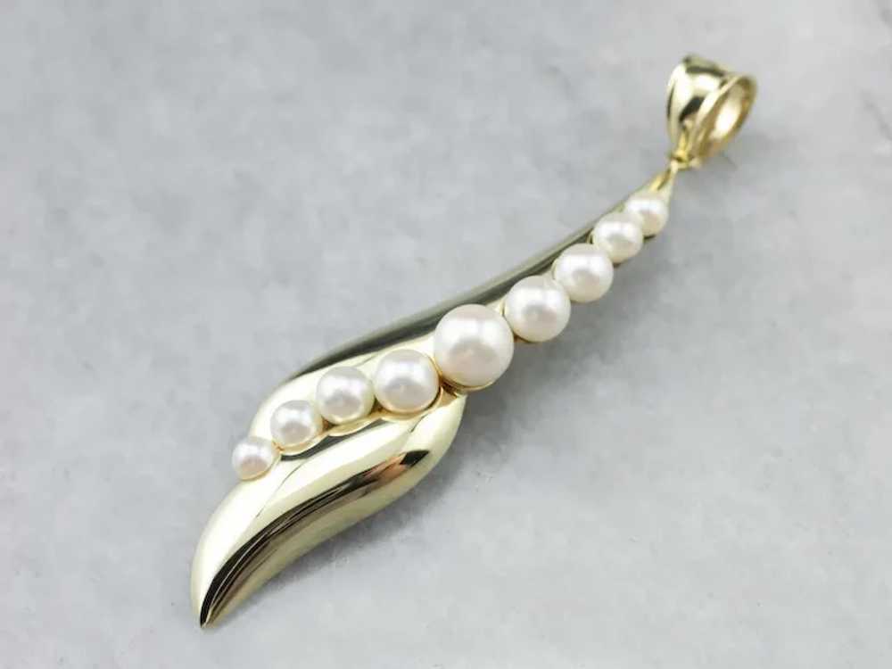 Modernist Cultured Pearl Drop Pendant - image 3