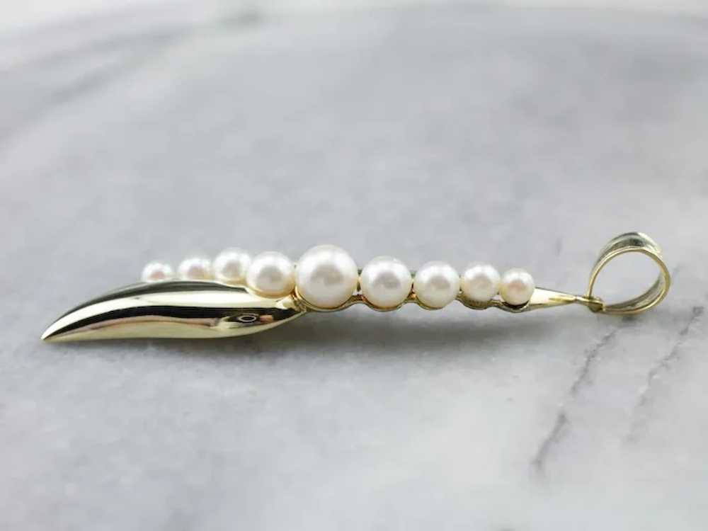 Modernist Cultured Pearl Drop Pendant - image 4