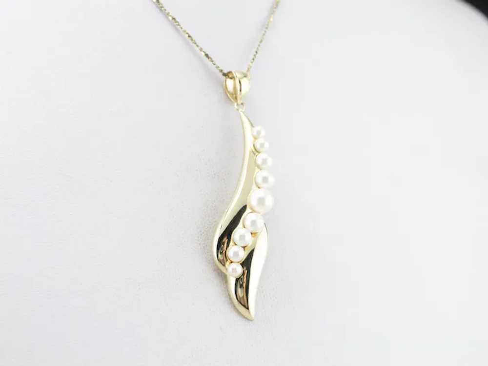 Modernist Cultured Pearl Drop Pendant - image 8