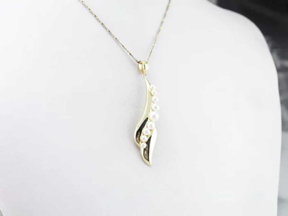 Modernist Cultured Pearl Drop Pendant - image 9