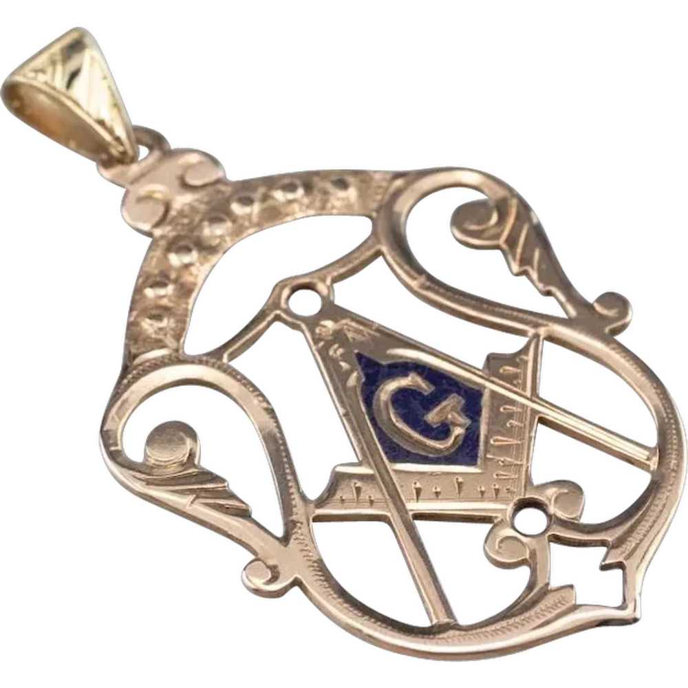 Masonic Symbol Enamel Pendant - image 1