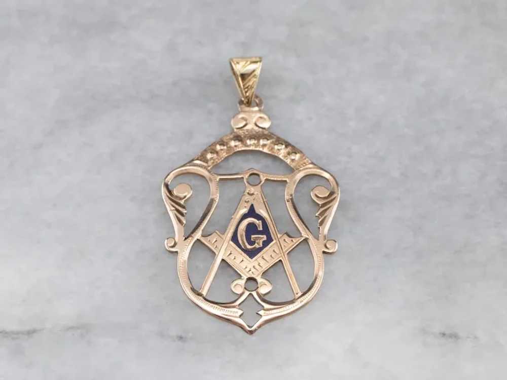 Masonic Symbol Enamel Pendant - image 2