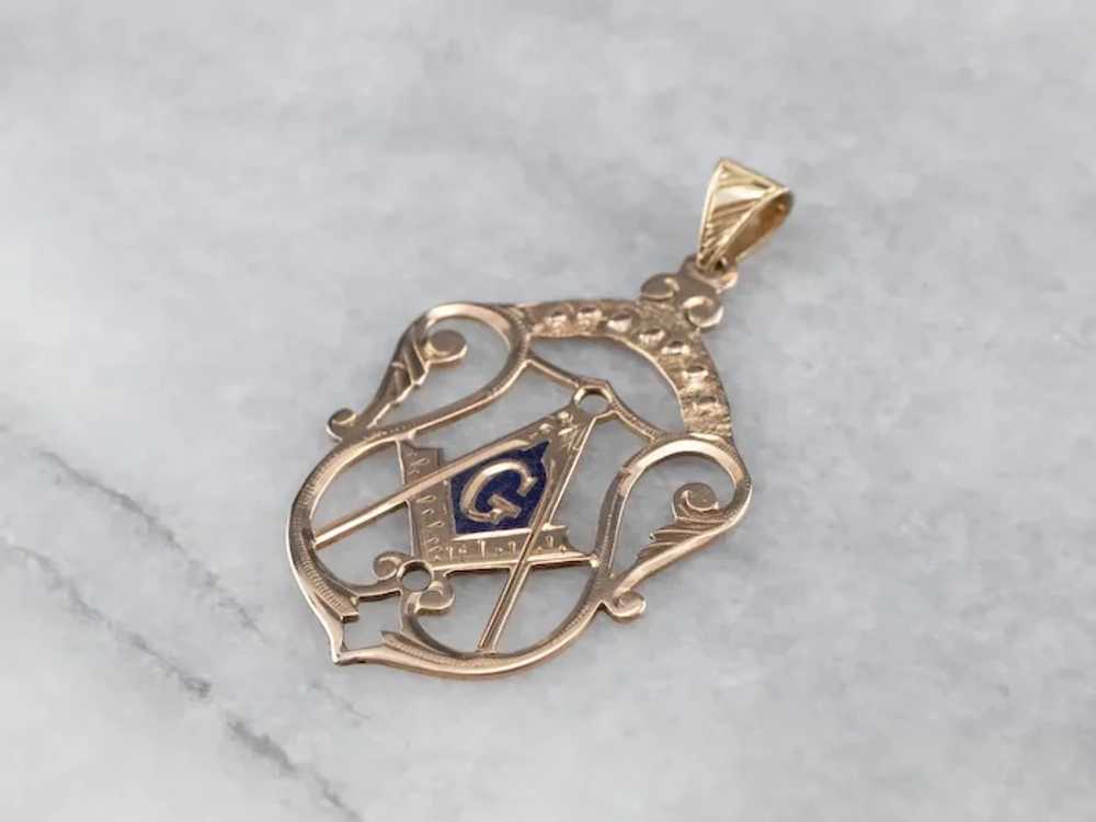 Masonic Symbol Enamel Pendant - image 3