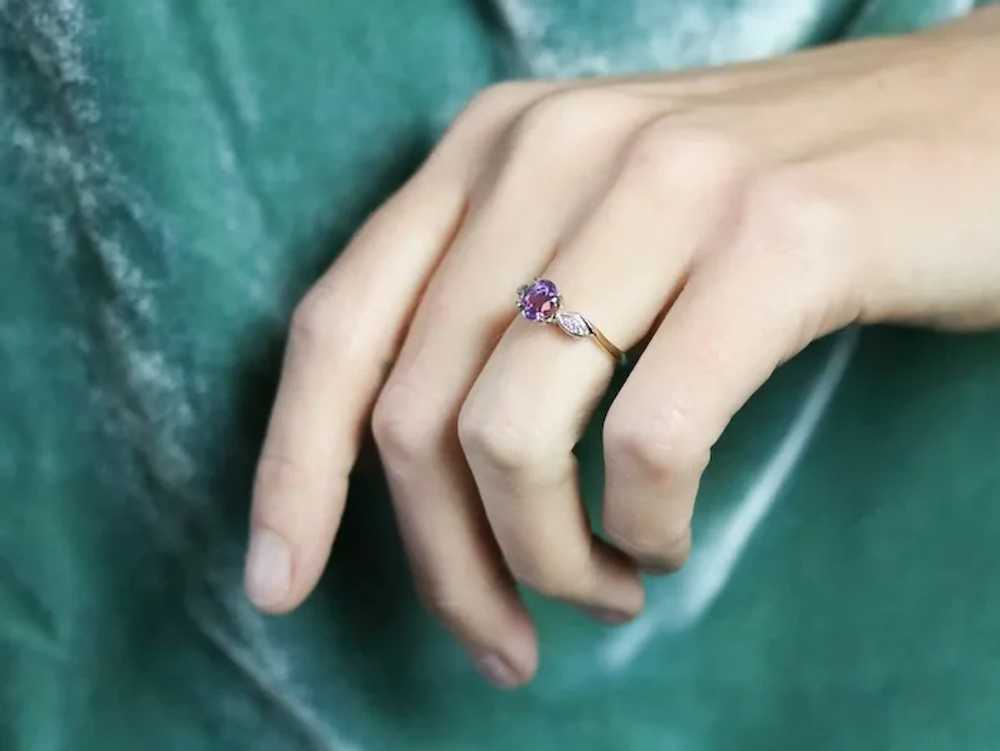 Upcycled Retro Pink Sapphire and Diamond Ring - image 10
