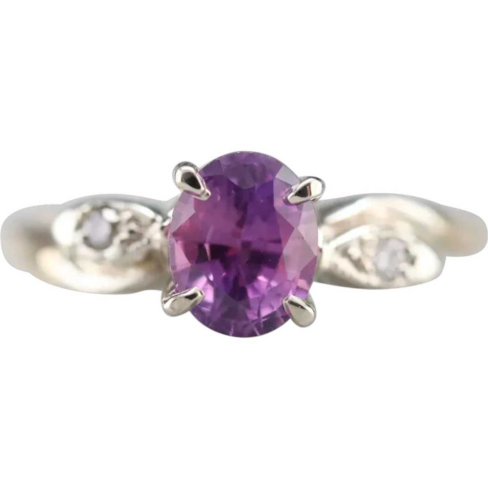 Upcycled Retro Pink Sapphire and Diamond Ring - image 1