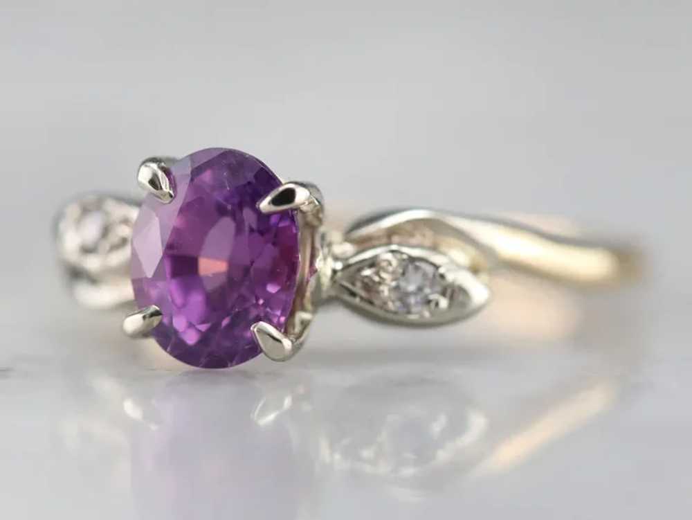 Upcycled Retro Pink Sapphire and Diamond Ring - image 3