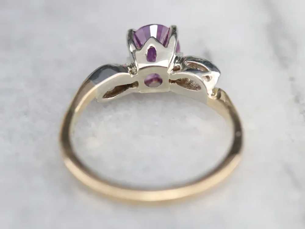 Upcycled Retro Pink Sapphire and Diamond Ring - image 5