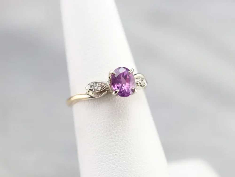 Upcycled Retro Pink Sapphire and Diamond Ring - image 7