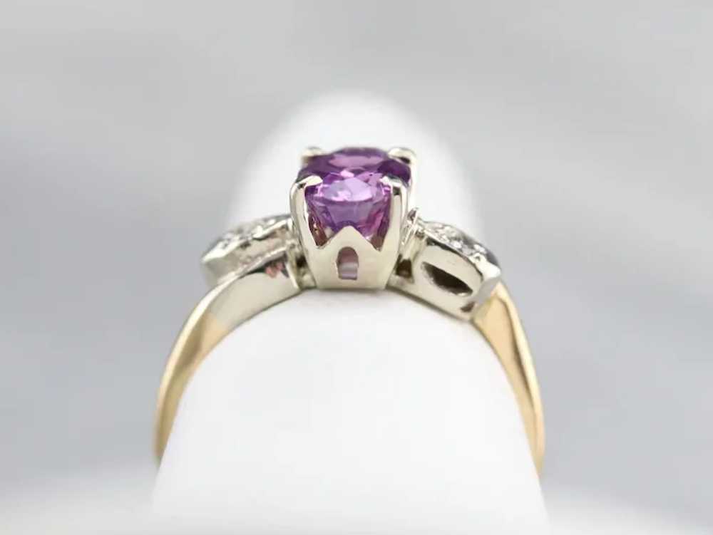 Upcycled Retro Pink Sapphire and Diamond Ring - image 8