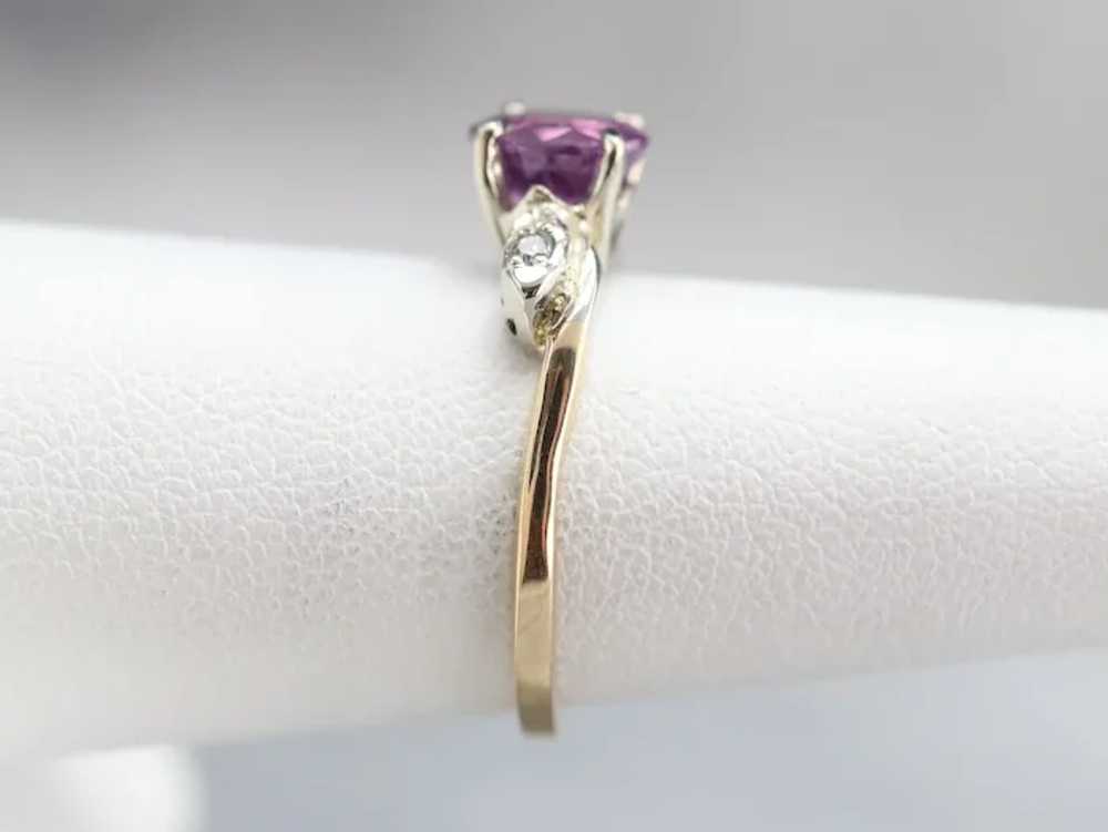 Upcycled Retro Pink Sapphire and Diamond Ring - image 9