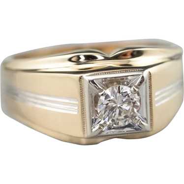 Vintage Men's Diamond Two Tone Ring - image 1