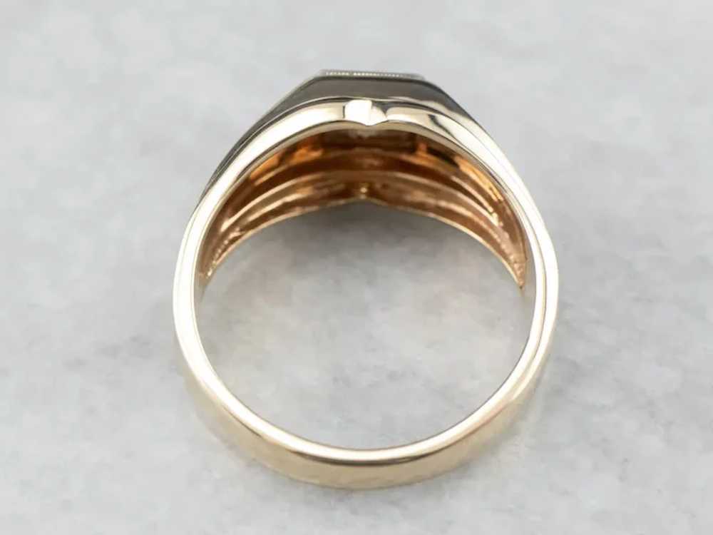 Vintage Men's Diamond Two Tone Ring - image 4