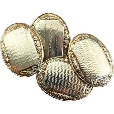 Late Art Deco Etched Cufflinks