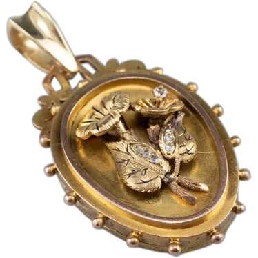 Antique Rose and Old Mine Cut Diamond Floral Lock… - image 1