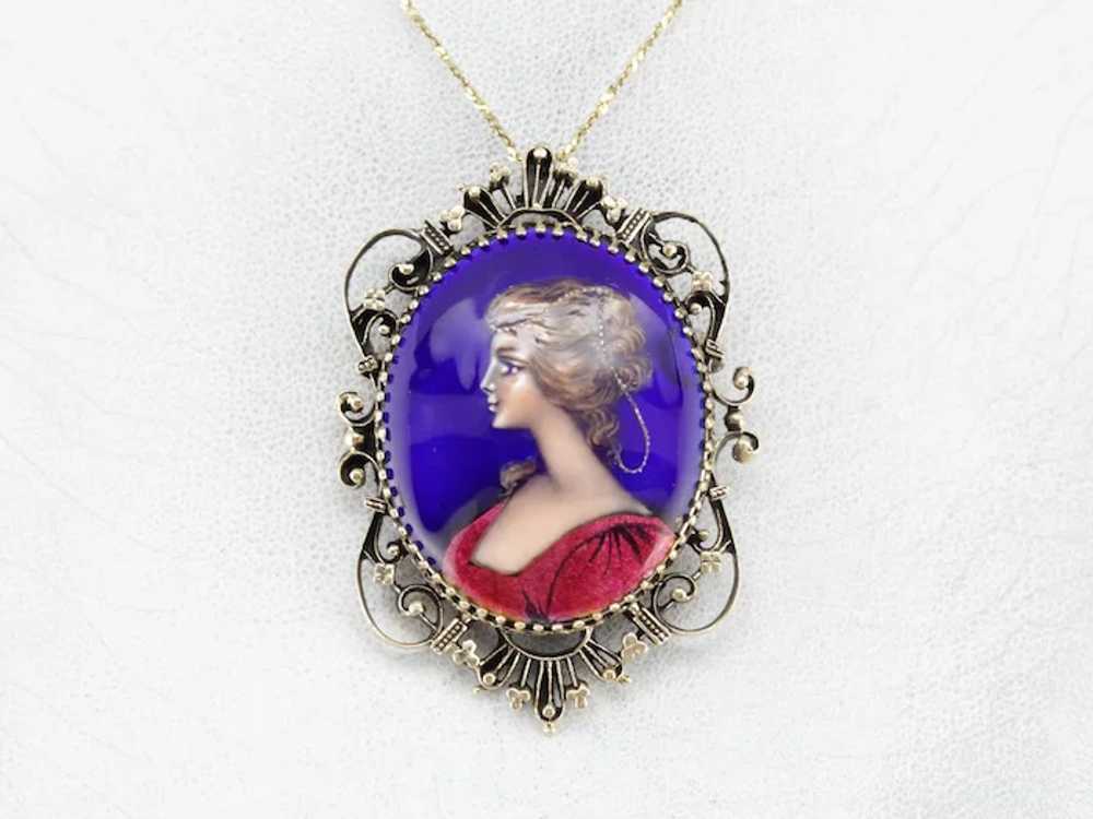 Exquisite French Enamel Miniature Painting Cameo … - image 5