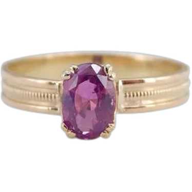 Fuscia Pink Sapphire Solitaire Ring